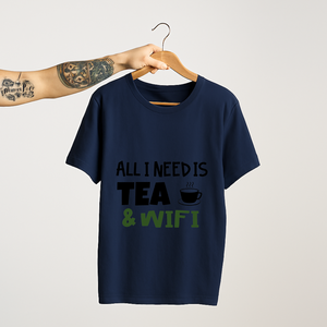 SoulThread All I Need is Tea & WiFi T-Shirt – Funny Chai Lover Unisex Tee | 100% Cotton | Made in India
