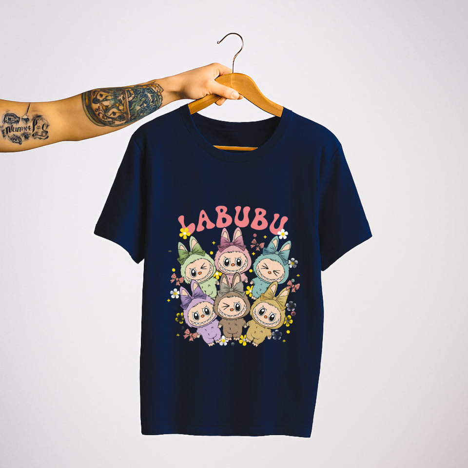 SoulThread “Labubu Wonderland” 🌸 Pastel Labubu Tee – Cute Bow & Flower Collection | Free Shipping | Made In  India