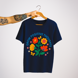 SoulThread “Grow Positive Thoughts” 🌼 Good-Vibes Tee – Embroidered Floral Design | Free Shipping | Made In India