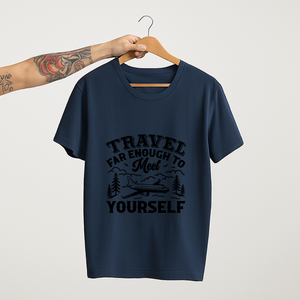 SoulThread Travel Far Enough to Meet Yourself Shirt – Unisex Travel Quote Tee, Wanderlust T-Shirt, Inspirational Adventure Gift for Explorers