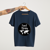 SoulThread Travel is My Therapy Shirt – Wanderlust World Map Tee, Inspirational Travel Quote T-shirt, Vacation Gift for Travellers.