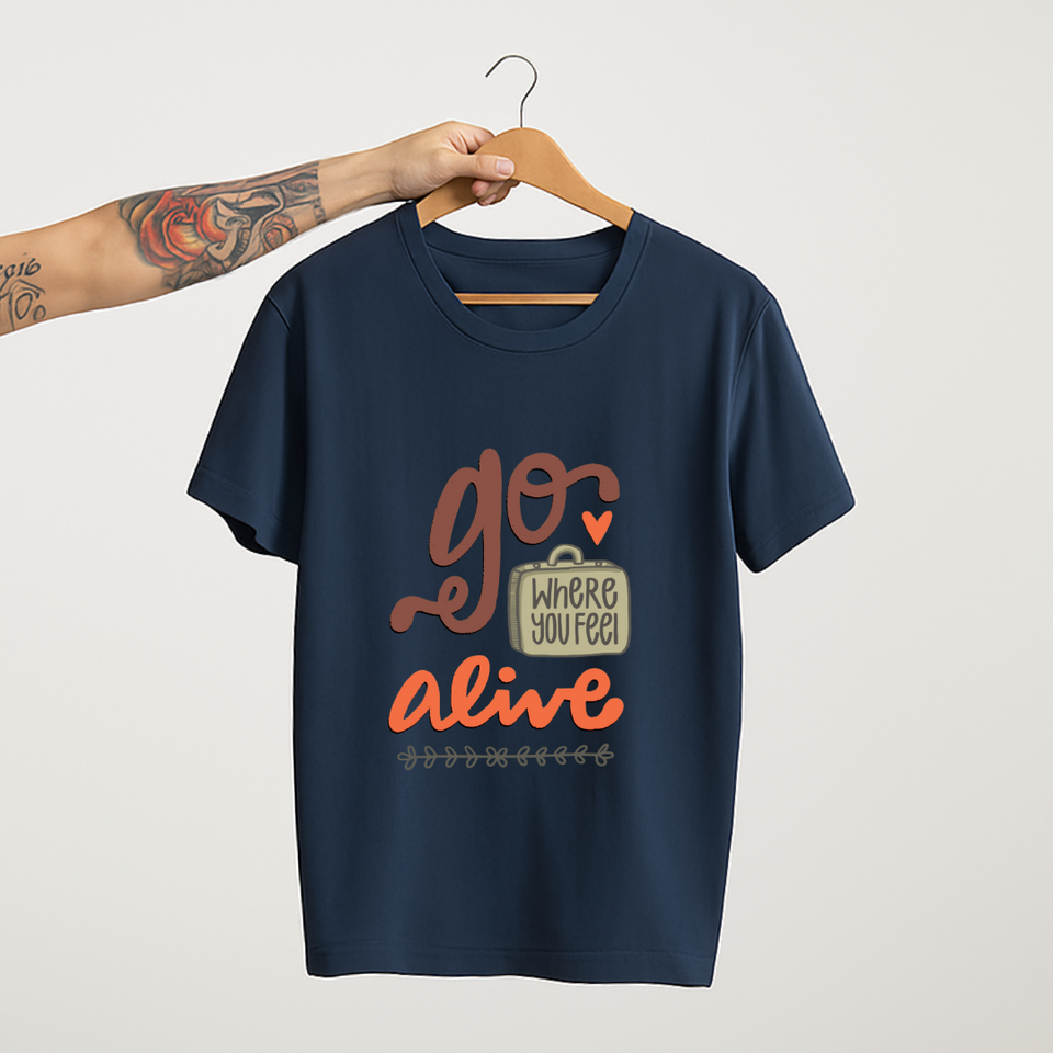 SoulThread “Go Where You Feel Alive” T-Shirt – Wanderlust Travel Quote Tee | 100% Cotton | Made in India