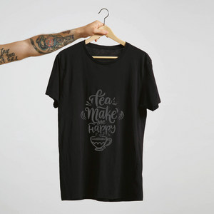 SoulThread “Tea Makes Me Happy” T-Shirt – Cute Chai Lover Tee | 100% Cotton Unisex (Made in India)