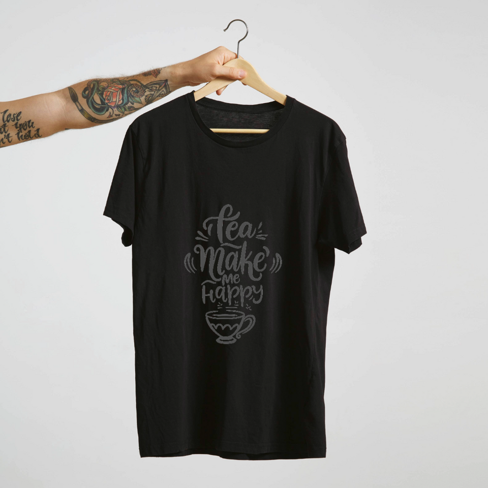 SoulThread “Tea Makes Me Happy” T-Shirt – Cute Chai Lover Tee | 100% Cotton Unisex (Made in India)