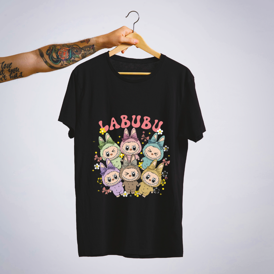 SoulThread “Labubu Wonderland” 🌸 Pastel Labubu Tee – Cute Bow & Flower Collection | Free Shipping | Made In  India