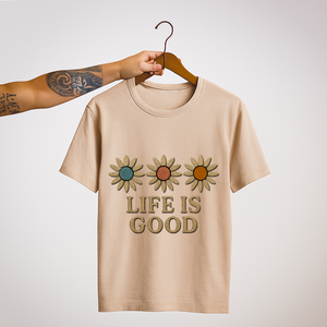 SoulThread “Life is Good” 🌼 Floral Positivity Tee – Good-Vibes Collection | Free Shipping | Made in India