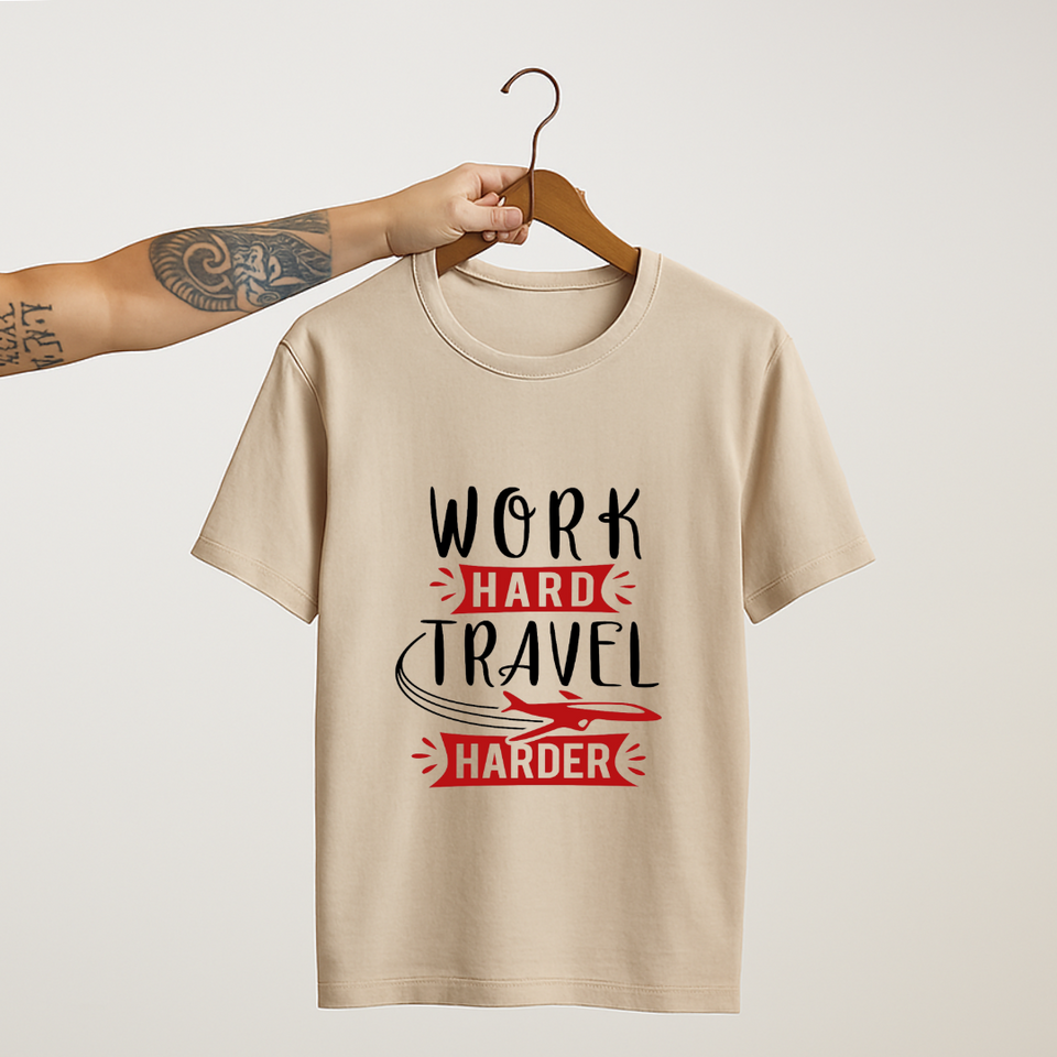 SoulThread Work Hard Travel Harder Shirt – Travel Adventure Tee, Motivational Wanderlust Graphic T-shirt, Unisex Explorer Gift.