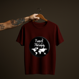 SoulThread Travel is My Therapy Shirt – Wanderlust World Map Tee, Inspirational Travel Quote T-shirt, Vacation Gift for Travellers.