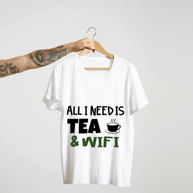 SoulThread All I Need is Tea & WiFi T-Shirt – Funny Chai Lover Unisex Tee | 100% Cotton | Made in India