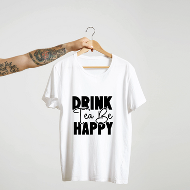 SoulThread “Drink Tea Be Happy” T-Shirt – Positive Tea Lover Cotton Tee | Unisex (Made in India)