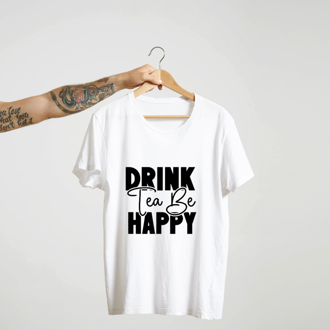 SoulThread “Drink Tea Be Happy” T-Shirt – Positive Tea Lover Cotton Tee | Unisex (Made in India)