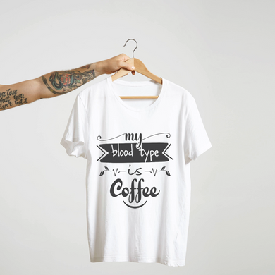 SoulThread “My Blood Type is Coffee” T-Shirt – Caffeine Addict Cotton Tee | Unisex (Made in India)