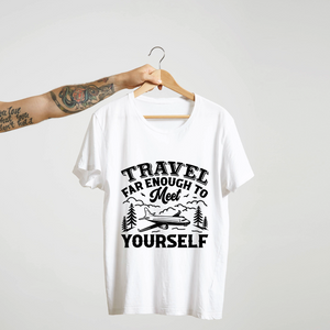 SoulThread Travel Far Enough to Meet Yourself Shirt – Unisex Travel Quote Tee, Wanderlust T-Shirt, Inspirational Adventure Gift for Explorers