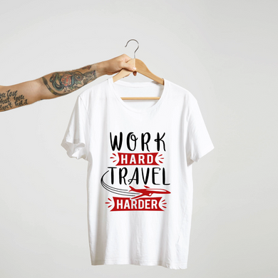SoulThread Work Hard Travel Harder Shirt – Travel Adventure Tee, Motivational Wanderlust Graphic T-shirt, Unisex Explorer Gift.