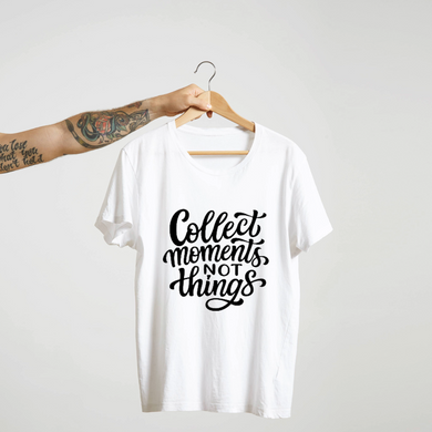 SoulThread “Collect Moments, Not Things” T-Shirt – Wanderlust Travel Quote Tee | Unisex 100% Cotton | Made in India