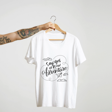 SoulThread “Say Yes to New Adventure” T-Shirt – Travel & Adventure Quote Tee | Unisex 100% Cotton | Made in India