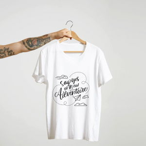 SoulThread “Say Yes to New Adventure” T-Shirt – Travel & Adventure Quote Tee | Unisex 100% Cotton | Made in India