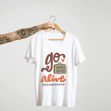 SoulThread “Go Where You Feel Alive” T-Shirt – Wanderlust Travel Quote Tee | 100% Cotton | Made in India