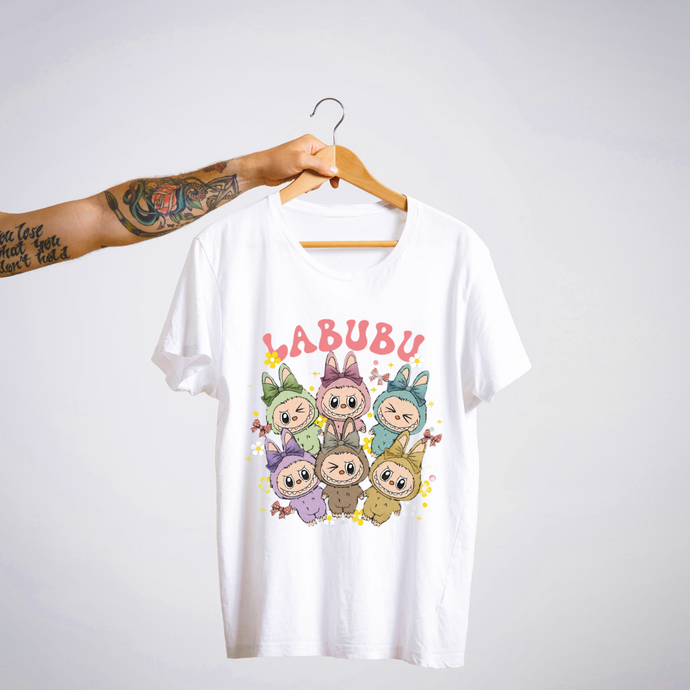 SoulThread “Labubu Wonderland” 🌸 Pastel Labubu Tee – Cute Bow & Flower Collection | Free Shipping | Made In  India