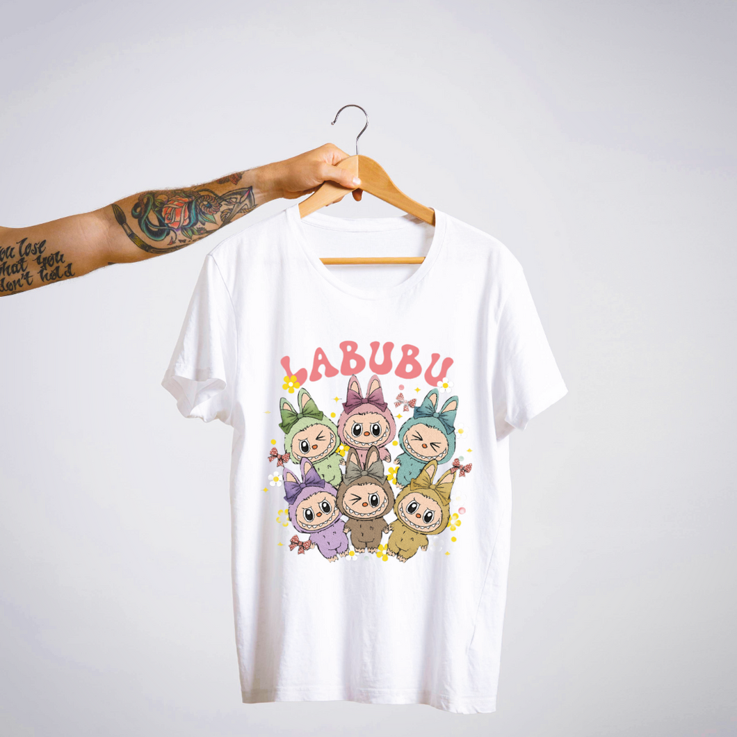 SoulThread “Labubu Wonderland” 🌸 Pastel Labubu Tee – Cute Bow & Flower Collection | Free Shipping | Made In  India
