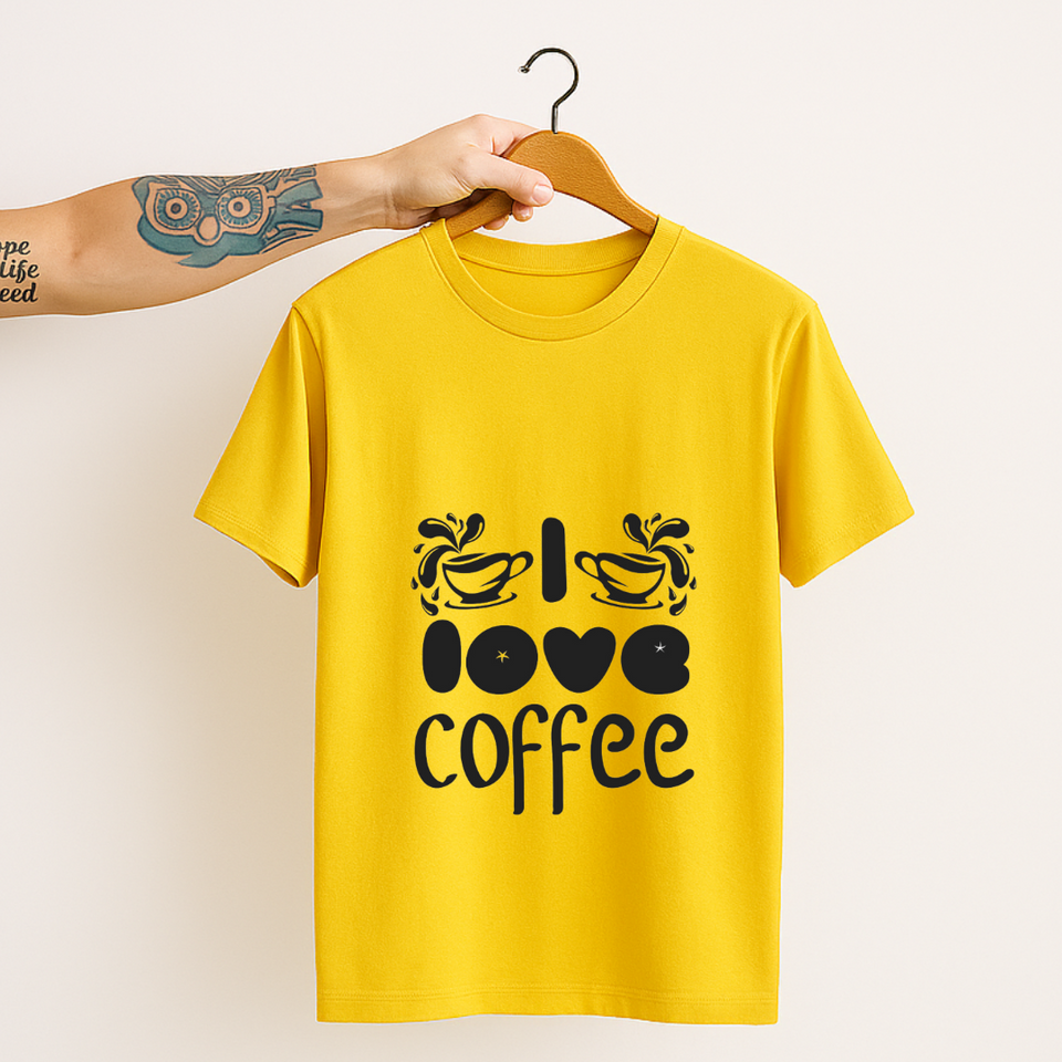 SoulThread “I Love Coffee” T-Shirt – Caffeine Lover Cotton Tee | Unisex (Made in India)