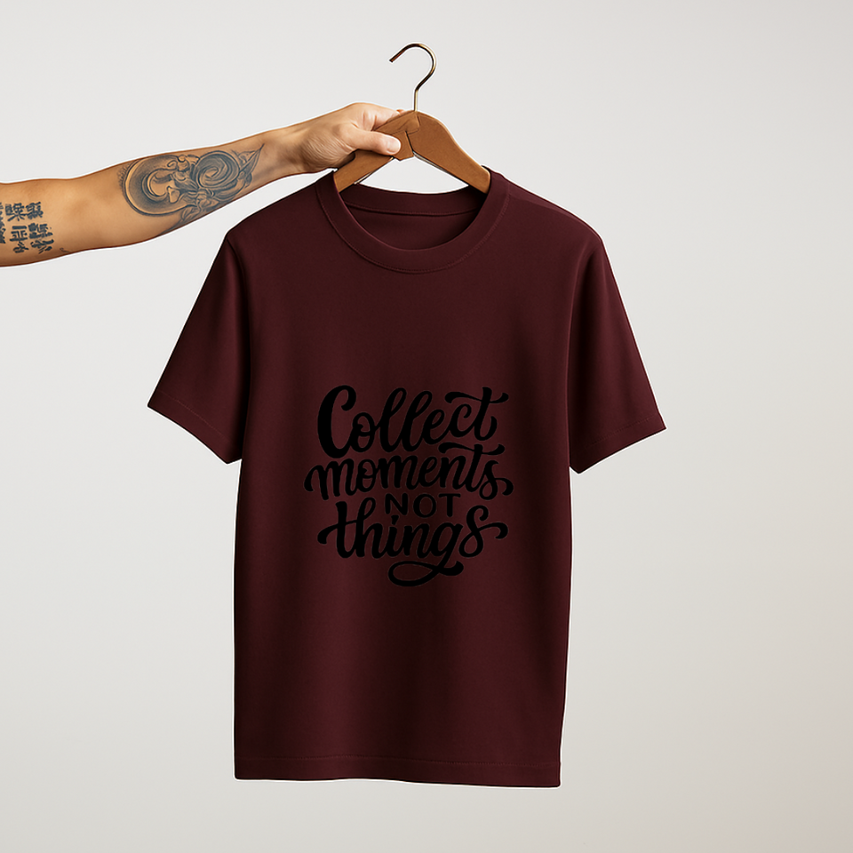 SoulThread “Collect Moments, Not Things” T-Shirt – Wanderlust Travel Quote Tee | Unisex 100% Cotton | Made in India
