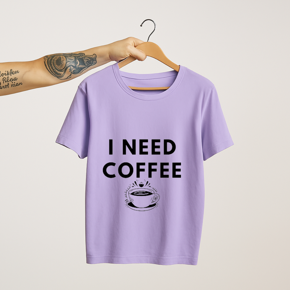 SoulThread “I NEED COFFEE” T-Shirt – Funny Coffee Lover Cotton Tee | Unisex (Made in India)