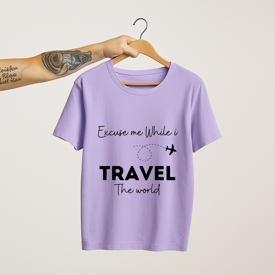 SoulThread “Excuse Me While I Travel The World” T-Shirt – Wanderlust Travel Quote Tee | Unisex 100% Cotton | Made in India
