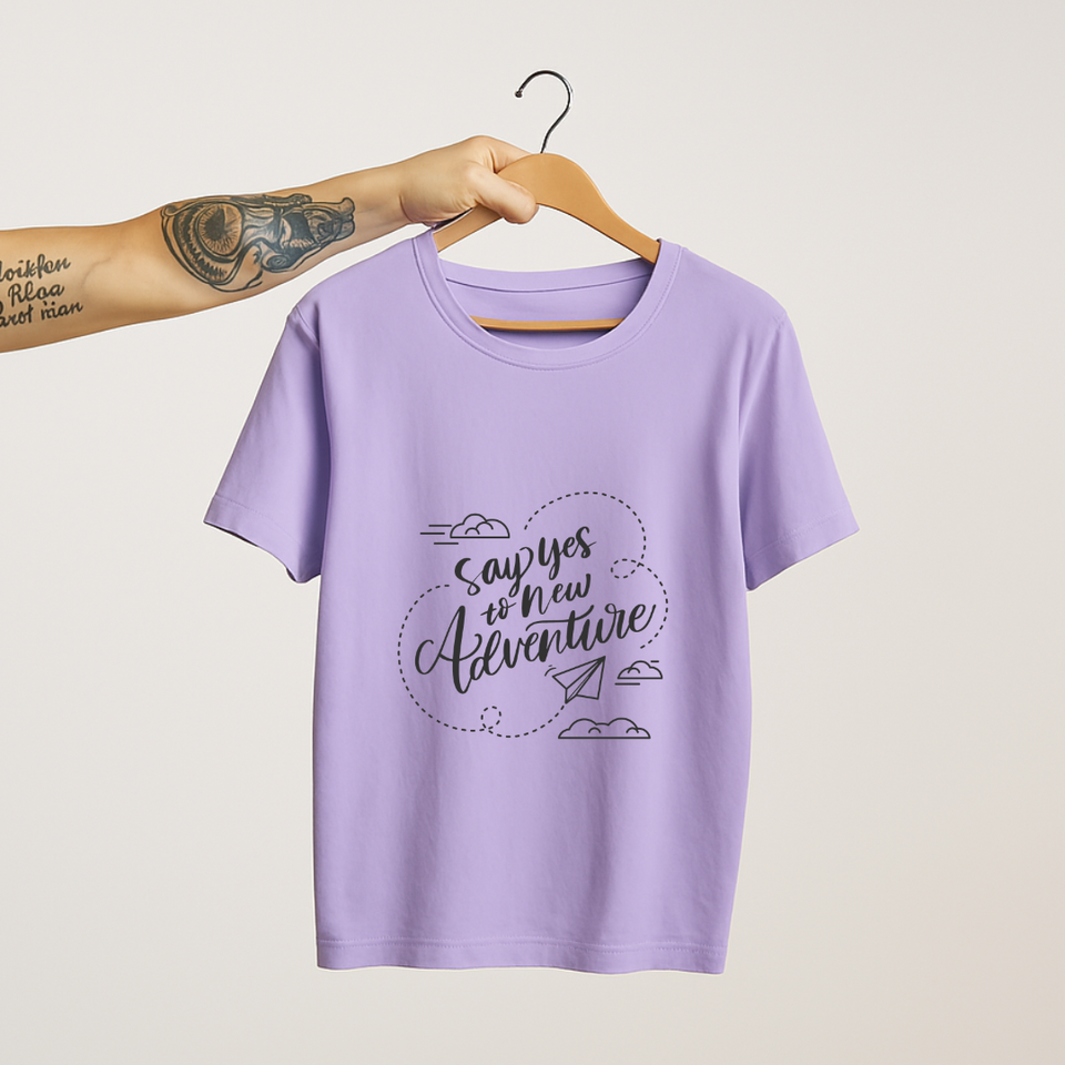 SoulThread “Say Yes to New Adventure” T-Shirt – Travel & Adventure Quote Tee | Unisex 100% Cotton | Made in India