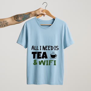 SoulThread All I Need is Tea & WiFi T-Shirt – Funny Chai Lover Unisex Tee | 100% Cotton | Made in India