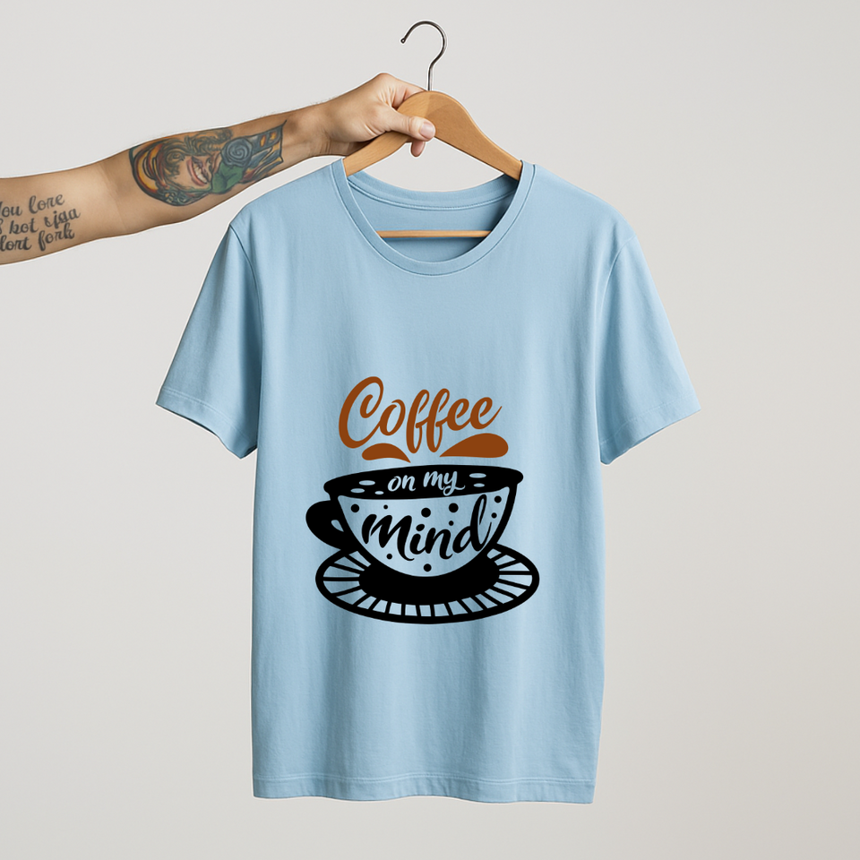 SoulThread “Coffee on My Mind” T-Shirt – Caffeine Vibes Cotton Tee | Unisex (Made in India)