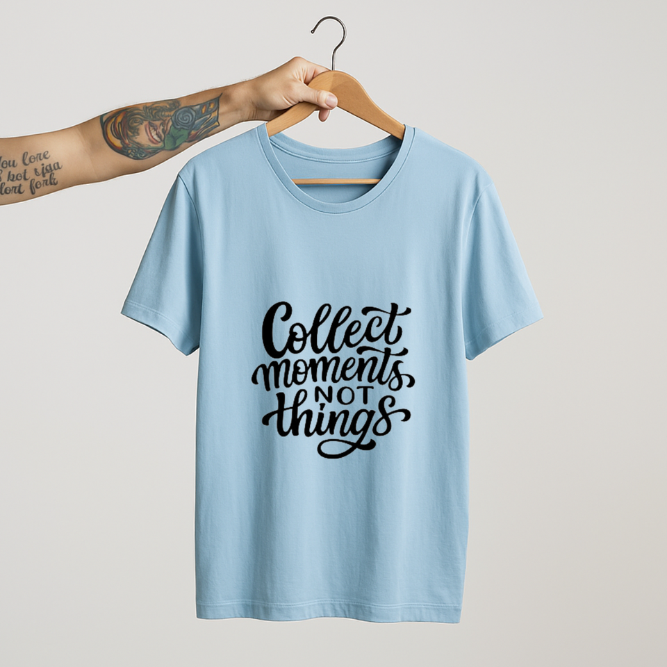 SoulThread “Collect Moments, Not Things” T-Shirt – Wanderlust Travel Quote Tee | Unisex 100% Cotton | Made in India