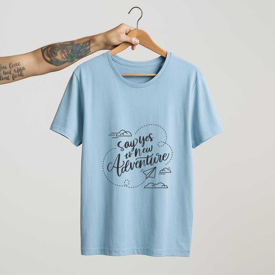 SoulThread “Say Yes to New Adventure” T-Shirt – Travel & Adventure Quote Tee | Unisex 100% Cotton | Made in India