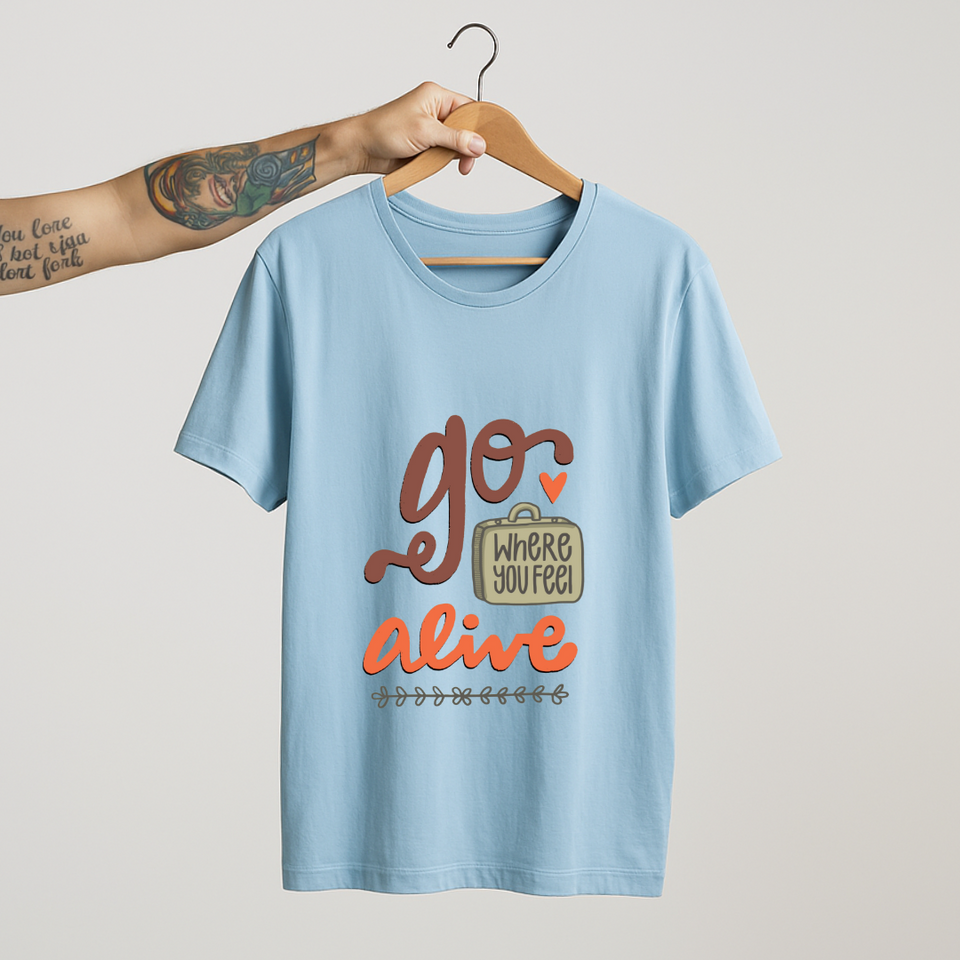 SoulThread “Go Where You Feel Alive” T-Shirt – Wanderlust Travel Quote Tee | 100% Cotton | Made in India
