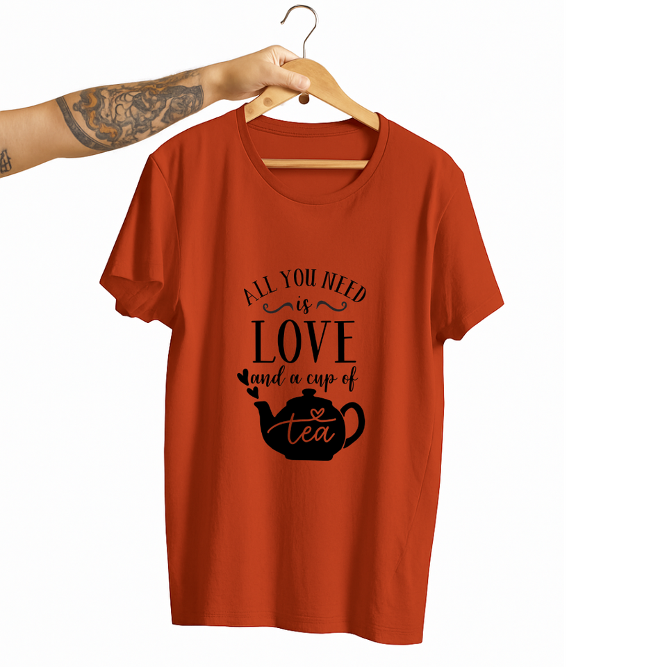 SoulThread “All You Need is Love and a Cup of Tea” T-Shirt – Chai Lover Cotton Tee | Unisex (Made in India)