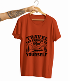 SoulThread Travel Far Enough to Meet Yourself Shirt – Unisex Travel Quote Tee, Wanderlust T-Shirt, Inspirational Adventure Gift for Explorers