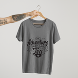 SoulThread “The Adventure Begins with Tea” T-Shirt – Funny Tea Lover Tee | 100% Cotton Unisex (Made in India)