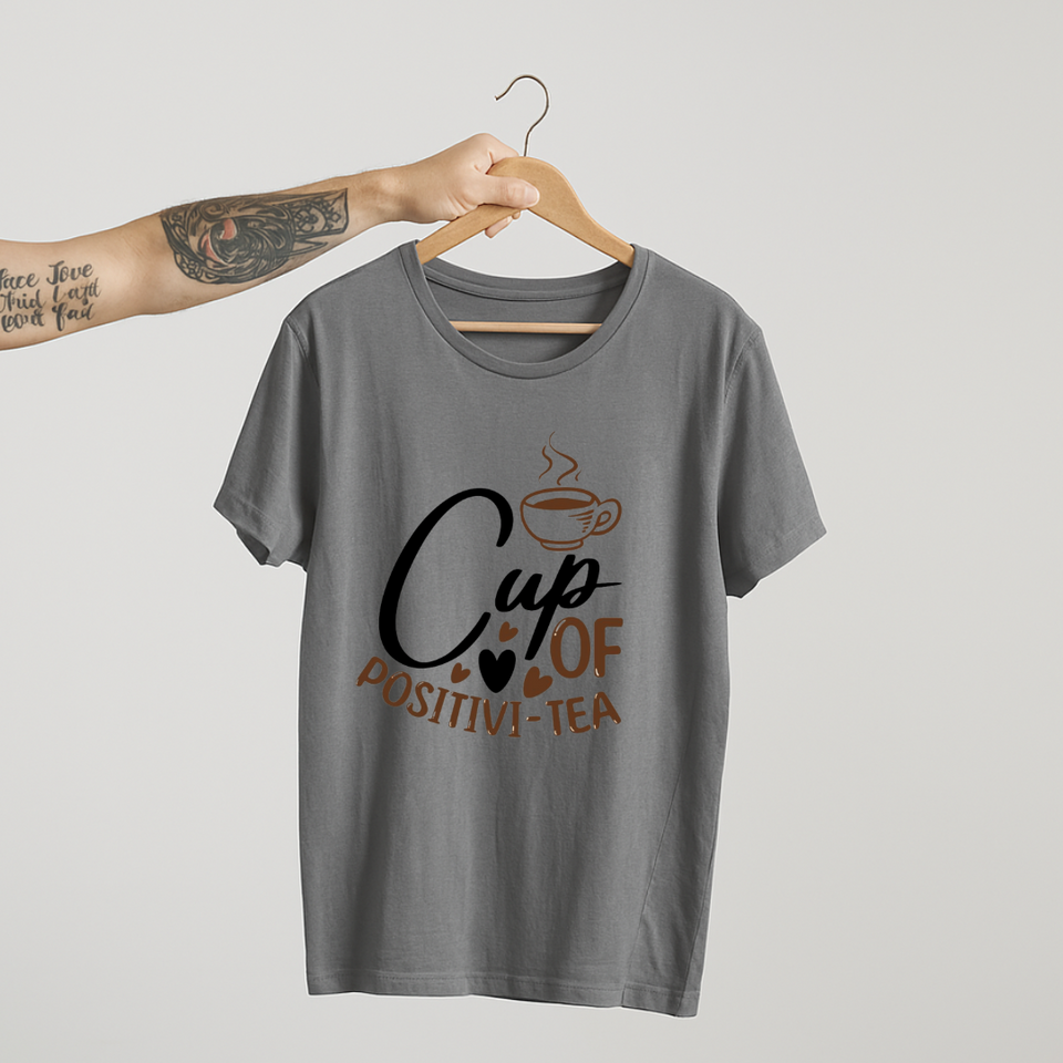 SoulThread “Cup of Positivi-Tea” T-Shirt – Uplifting Chai Lover Cotton Tee | Unisex (Made in India)