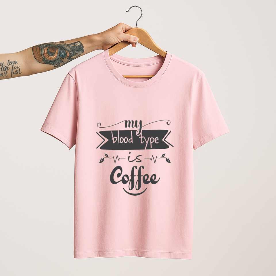 SoulThread “My Blood Type is Coffee” T-Shirt – Caffeine Addict Cotton Tee | Unisex (Made in India)