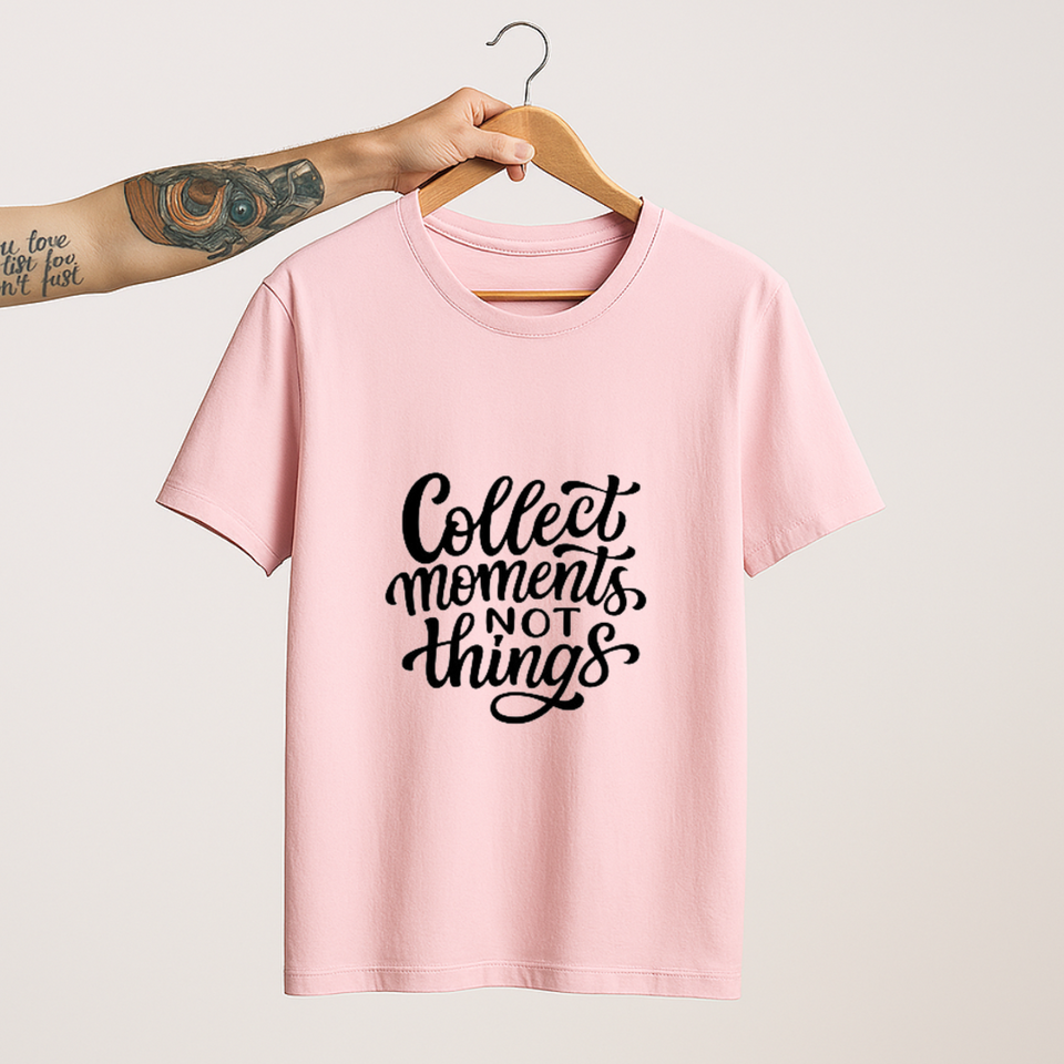 SoulThread “Collect Moments, Not Things” T-Shirt – Wanderlust Travel Quote Tee | Unisex 100% Cotton | Made in India