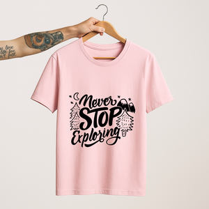 SoulThread “Never Stop Exploring” T-Shirt – Adventure Travel Quote Tee | Unisex 100% Cotton | Made in India