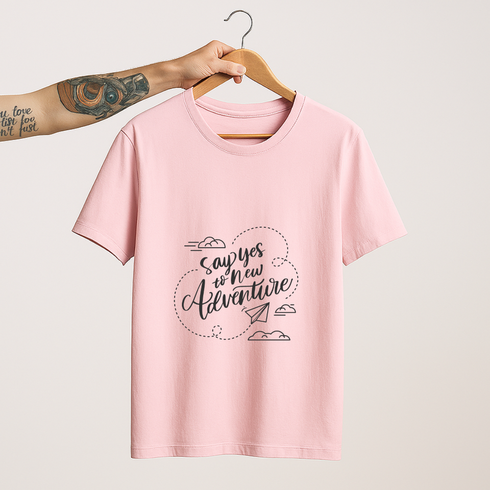 SoulThread “Say Yes to New Adventure” T-Shirt – Travel & Adventure Quote Tee | Unisex 100% Cotton | Made in India