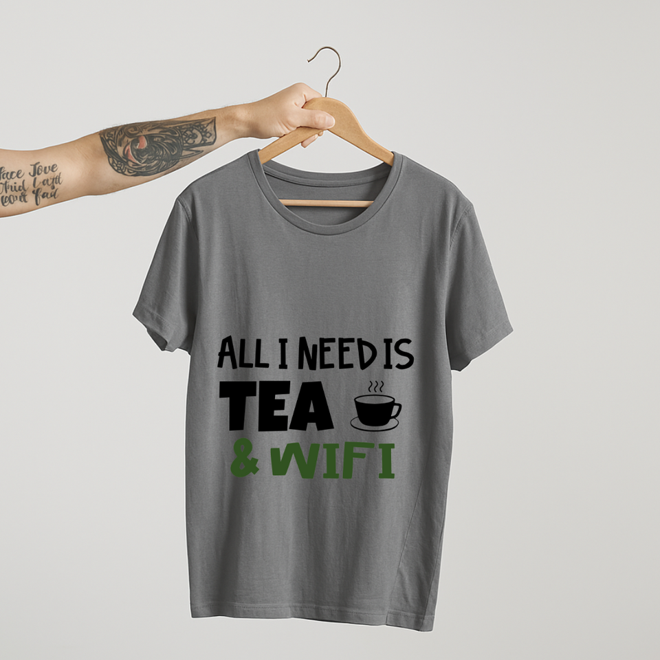 SoulThread All I Need is Tea & WiFi T-Shirt – Funny Chai Lover Unisex Tee | 100% Cotton | Made in India