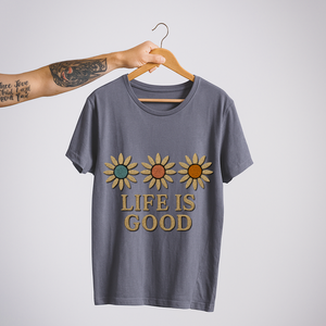 SoulThread “Life is Good” 🌼 Floral Positivity Tee – Good-Vibes Collection | Free Shipping | Made in India